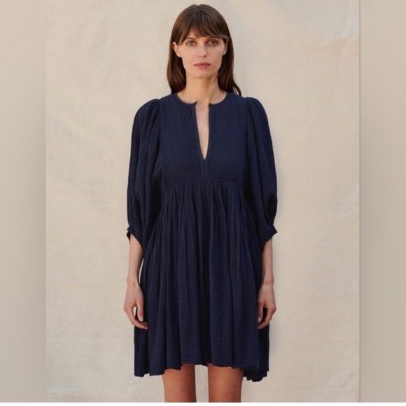 ANTHROPOLOGIE Sundry Boho Tunic Dress Navy Blue Size Medium New NWT - Picture 2 of 16